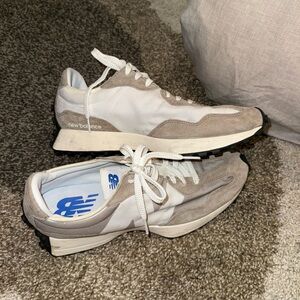 New Balance Men's White and Tan Sneakers